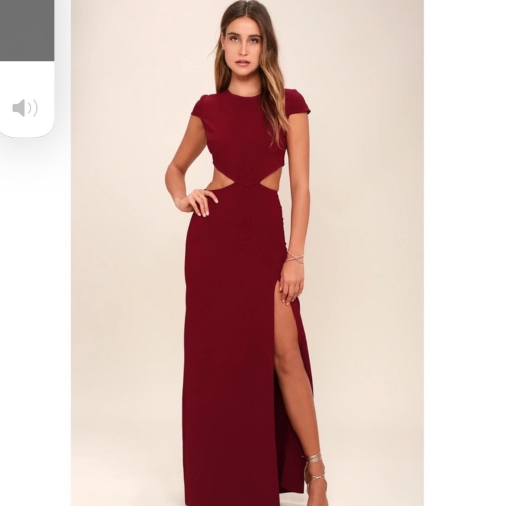 LULU’S Conversation Piece Wine Red Backless Dress